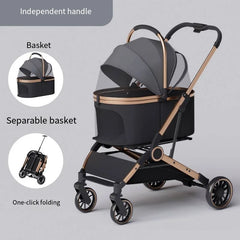 2025 Pet Stroller, Lightweight and Foldable, with Detachable Bags for Dogs, Cats, Teddy Bears, and Small Outdoor Pet Carts