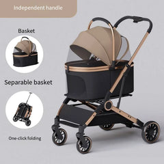 2025 Pet Stroller, Lightweight and Foldable, with Detachable Bags for Dogs, Cats, Teddy Bears, and Small Outdoor Pet Carts