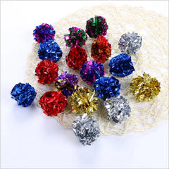 12Pcs Cat Mylar Crinkle Balls Cat Toy Interactive Sound Ball Big Plastic Balls Crinkle Crackle Ring Paper Kitten Pet Play Toy