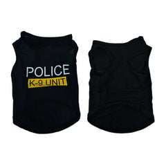 Police Suit Cosplay Dog Clothes Black Elastic Vest Puppy T-Shirt Coat Accessories Apparel Costumes Pet Clothes For Dogs Cats