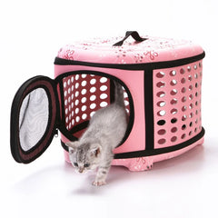 Travel Pet Bag Cat Flower Carriers Bags Breathable Pink Folding Small Dog Outdoor Shoulder Bag Folding Cats Carrying