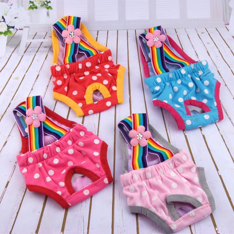 Pet Dog Shorts Diaper Sanitary Physiological Pants Washable Dog Panties Menstruation Dot Print Underwear Briefs for Girl Dogs