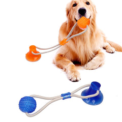 Pet Toys for Small Dogs, Rubber Dog Toy, Dog Push Toy with TPR Ball, Pet Tooth Cleaning Chewing Toy with Suction Cup
