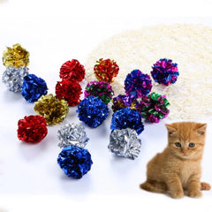 12Pcs Cat Mylar Crinkle Balls Cat Toy Interactive Sound Ball Big Plastic Balls Crinkle Crackle Ring Paper Kitten Pet Play Toy