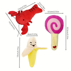 10pcs Pet Teething Toys Puppy Chew Toys Puppy Teething Toys Stuffed Plush Puppy Dog Toys Squeaky Fruits Vegetables Design Toy