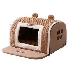 Cute Pet House with Foldable Soft Pet Bed Detachable Washable Pet Castle Suitable for Small Medium-sized Dogs and Cat Cave Nests