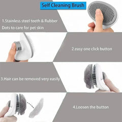 Dog Grooming Brush with Easy Clean Button, Pet Massage Comb for Effective Detangling and Hair Removal, Suitable for Dogs