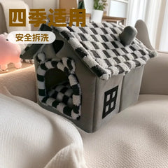 Foldable Pet House Removable Washable Cat House Puppy Cave Sofa Pet Supplies Suitable for Small and Medium Cats and Dogs