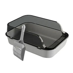 Cat Litter Box with Cat Litter Spatula Semi-enclosed Sandbox for Cats Rabbit Small Animals Cat Tray Kittens Litter Bedpans
