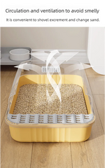 Cat litter box, oversized, splash proof, fully open toilet for kittens, odor proof, semi enclosed toilet, litter box, cat suppli