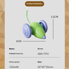 Electric Mouse Car Pet toys Interactive Cat Toy Rechargeable Automatic Teaser with Intelligent Obstacle Avoidance Pet Products
