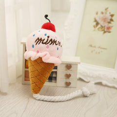 Pet Toys Fruit Animals Ice Cream Sound Toy Cartoon Dog Toys Stuffed Squeaking Pet Cute Plush Puzzle for Dog Cat Chew Squeaky Toy