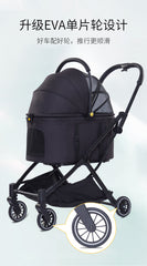 pet stroller Outdoor pet cart four wheeled metal folding handcart portable double-layer separable pet cart for outdoor use