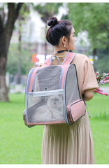 Cat bag for outdoor use, portable large capacity pet bag, transparent backpack, all season universal dog bag, breathable