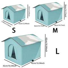 Pet Hideaway Waterproof Insulated Cat House Foldable Warm Feral Cat Shelter Enclosed Pet Condos for Cats Rabbits Dogs