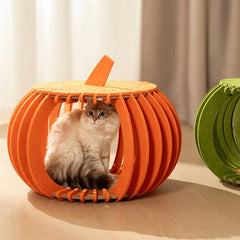 Pumpkin House Felt Cat Nest Fresh and Breathable Cat Bed Semi-enclosed Summer Pet Nest Practical Pet Furniture cat bed