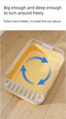 Cat litter box, oversized, splash proof, fully open toilet for kittens, odor proof, semi enclosed toilet, litter box, cat suppli