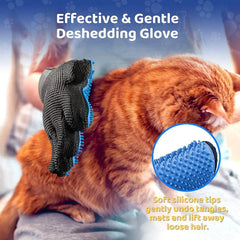 Pet Grooming Kit for Dog Cat Rabbit Fur 2 Sided Grooming Brush Bath Cleaning Glove De-Shedding De-Matting Pet Hair