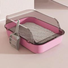Open Type Cat Litter Box Semi Enclosed Splash Proof and Easy Clean Cat Toilet Cleaning Cat Litter Box with Cat Litter Shovel