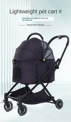 pet stroller Outdoor pet cart four wheeled metal folding handcart portable double-layer separable pet cart for outdoor use