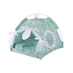 Pet Dog Tent House Floral Print Enclosed Cat Tent Bed Indoor Folding Portable Comfortable Kitten Bed Kennel For Small Pets
