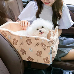 Console Dog Car Seat Pet Booster Comfortable Pet Armrest Car Seat Non-Slip Interactive Pet Seat Travel Carrier Cage Soft