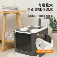 Extra Large Enclosed Cat Litter Box Top Entry Litter Tray with Drawer Design Anti Splash Hooded Toilet with Odor Sealing