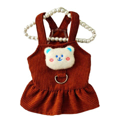 Pet Dog Dress Clothes Corduroy Vest Small Dog Puppy Cat Skirt Autumn Winter Pet Cute Costume Pet Clothes Coat Bear Dresses