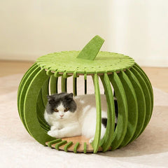 Pumpkin House Felt Cat Nest Fresh and Breathable Cat Bed Semi-enclosed Summer Pet Nest Practical Pet Furniture cat bed