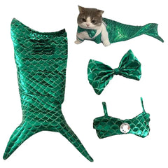 Cat Mermaid Costume Mermaid Tail Clothes Sequin Mermaid Dress Cat Dog Outfit Soft Funny Pet Costumes Fishtail Clothes Unique Sea