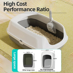 HOOPETCat Litter Box Large Capacity Litter Pan Semi-enclosed Pet LitterLitter Box Kitty Supplies Cat Potty Open Cat Litter Box