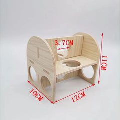 Pet Hamsters House DIY Wooden Gerbil Hideout Bridge Swing and Chinchilla Seesaw Pet Sport Exercise Toys Set  Cage Accessories