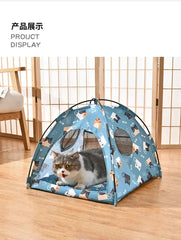 Pet Dog Tent House Floral Print Enclosed Cat Tent Bed Indoor Folding Portable Comfortable Kitten Bed Kennel For Small Pets