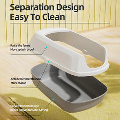 HOOPETCat Litter Box Large Capacity Litter Pan Semi-enclosed Pet LitterLitter Box Kitty Supplies Cat Potty Open Cat Litter Box