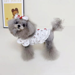 Pet Floral Dress Cat and Dog Spring Rose Flying Sleeve Lace Princess Dress Puppy Clothes Dog Dresses for Small Dogs
