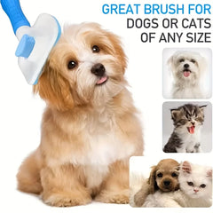 Pet Grooming Brush Gentle Deshedding Massage Comb with One-Click Hair Removal Dog Grooming for Dogs & Cats Easy-Clean