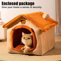 Foldable Pet House Removable Puppy Nest Washable Cat House Soft Pet Sleepping Bed For Extra Small Dogs and Small and Medium Cat