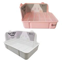 Rabbit Litter Box Toilet for Small Animal Corner Litter Pan Bunny Potty Trainer