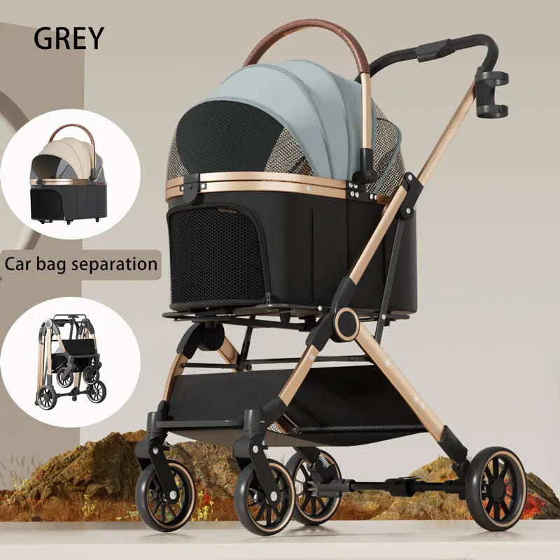2025 Pet Stroller, Lightweight and Foldable, with Detachable Bags for Dogs, Cats, Teddy Bears, and Small Outdoor Pet Carts