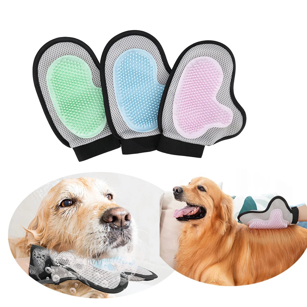 Pet Grooming Glove Brush for Cats Dogs Bath Massage Gloves for Bathing Grooming Softy Comfortable Animal Hair Removal Tool