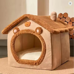 Cozy Cat Cottage - Soft, Warm, Removable, Comfortable Polyester Pet Bed House for Cats and Small Dogs - Perfect Winter Nest