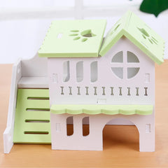 Hamster House Toy Pet Small Animal Hideout Hamster Wooden House 2 Layers With Ladder Design Wooden Hut Play Toys