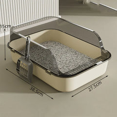 Cat Litter Box with Cat Litter Spatula Semi-enclosed Sandbox for Cats Rabbit Small Animals Cat Tray Kittens Litter Bedpans