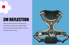 Truelove Pet Dog Harness Floral No Pull Cotton Fabric Breathable and Reflective Soft for Big Medium Small Adjustable VestTLH5655