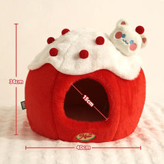 HOOPET Warm Cat House for Winter, Enclosed Kitty Tent with Large Space, Four-Season Safe & Cozy Sleeper, Eco-Friendly Pet Bed