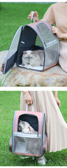 Cat bag for outdoor use, portable large capacity pet bag, transparent backpack, all season universal dog bag, breathable