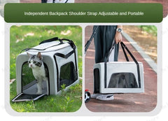 Multifunctional double-layer pet cart Lightweight and foldable pet outdoor travel stroller Ventilated and breathable dog cart