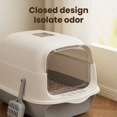 Extra Large Cat Litter Box Anti-Leak Fully Enclosed, Demountabl Semi-Enclosed, Easy To Clean Preventing Outer Splash Large Space