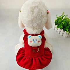 Pet Dog Dress Clothes Corduroy Vest Small Dog Puppy Cat Skirt Autumn Winter Pet Cute Costume Pet Clothes Coat Bear Dresses