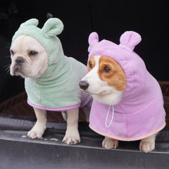 Cute Dog Bathrobe Pet Drying Coat Clothes Microfiber Absorbent Beach Towel For Dogs Cats Fast Dry Dog Fast Drying Hooded Jacket
